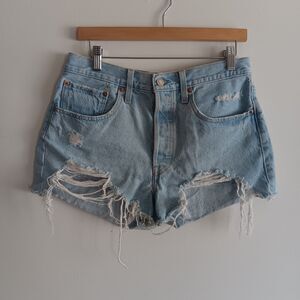 Levi’s 501 Distressed Denim Jean Shorts Size 30 Beach Grunge Outdoor Summer‎